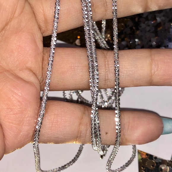 Stunning Turkish sparkle chain custom made beautiful white gold vermeil necklace - Picture 6 of 8